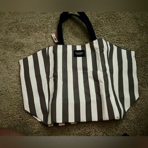 Victoria Secret Gray & White  canvas body VS bag.